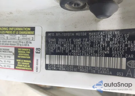 2010 Toyota Corolla Le from USA, damaged, VIN 2T1BU4EEXAC408859